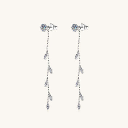 1.38 Carat Moissanite 925 Sterling Silver Leaf Earrings - Siennasass