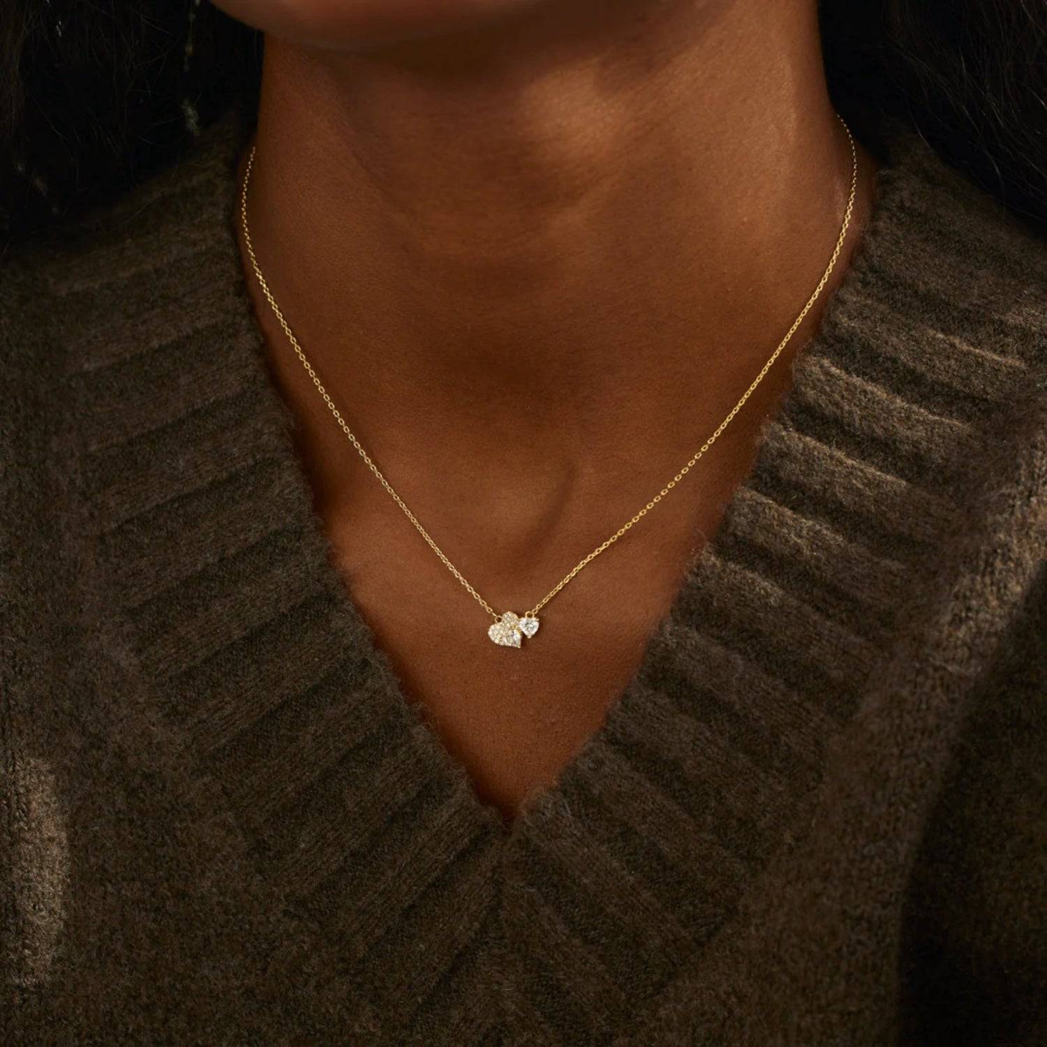 18K Gold-Plated 925 Sterling Silver Zircon Heart Necklace - Siennasass