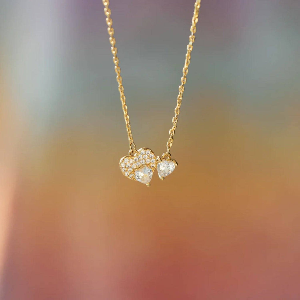 18K Gold-Plated 925 Sterling Silver Zircon Heart Necklace - Siennasass