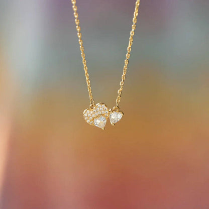 18K Gold-Plated 925 Sterling Silver Zircon Heart Necklace - Siennasass