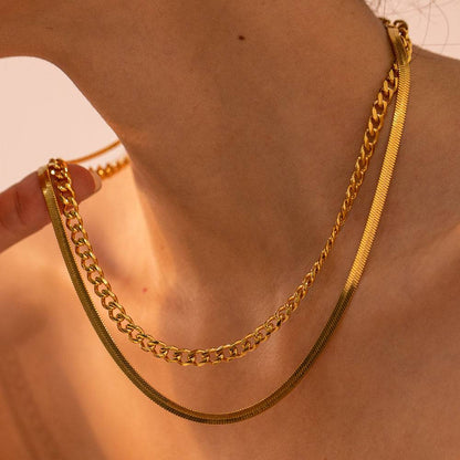 18K Gold-Plated Double Layered Necklace - Siennasass