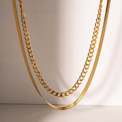 18K Gold-Plated Double Layered Necklace - Siennasass