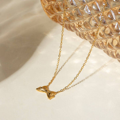 Halskette mit Schleife aus 18 Karat vergoldetem Edelstahl