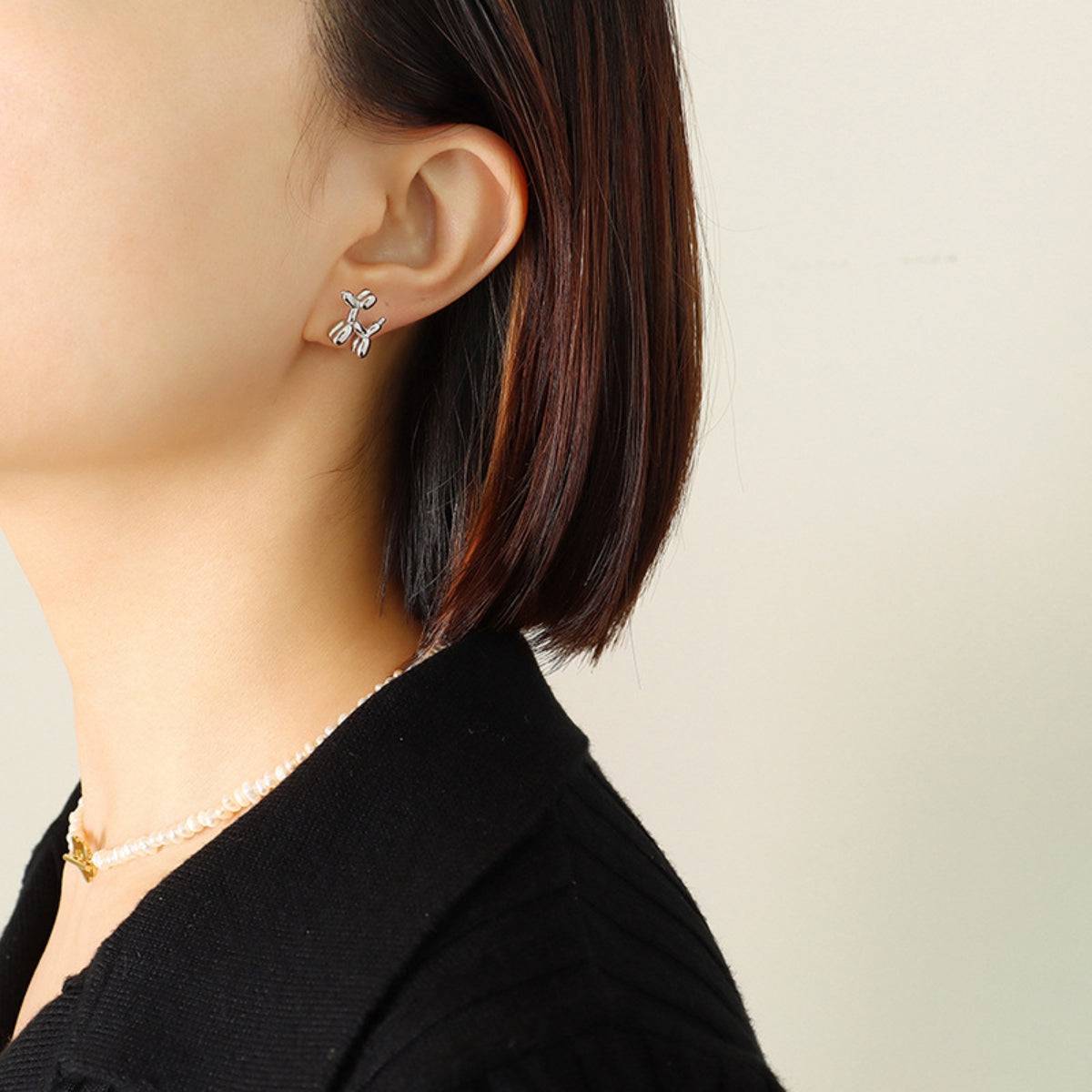 18K Gold-Plated Titanium Steel Puppy Shape Stud Earrings - Siennasass