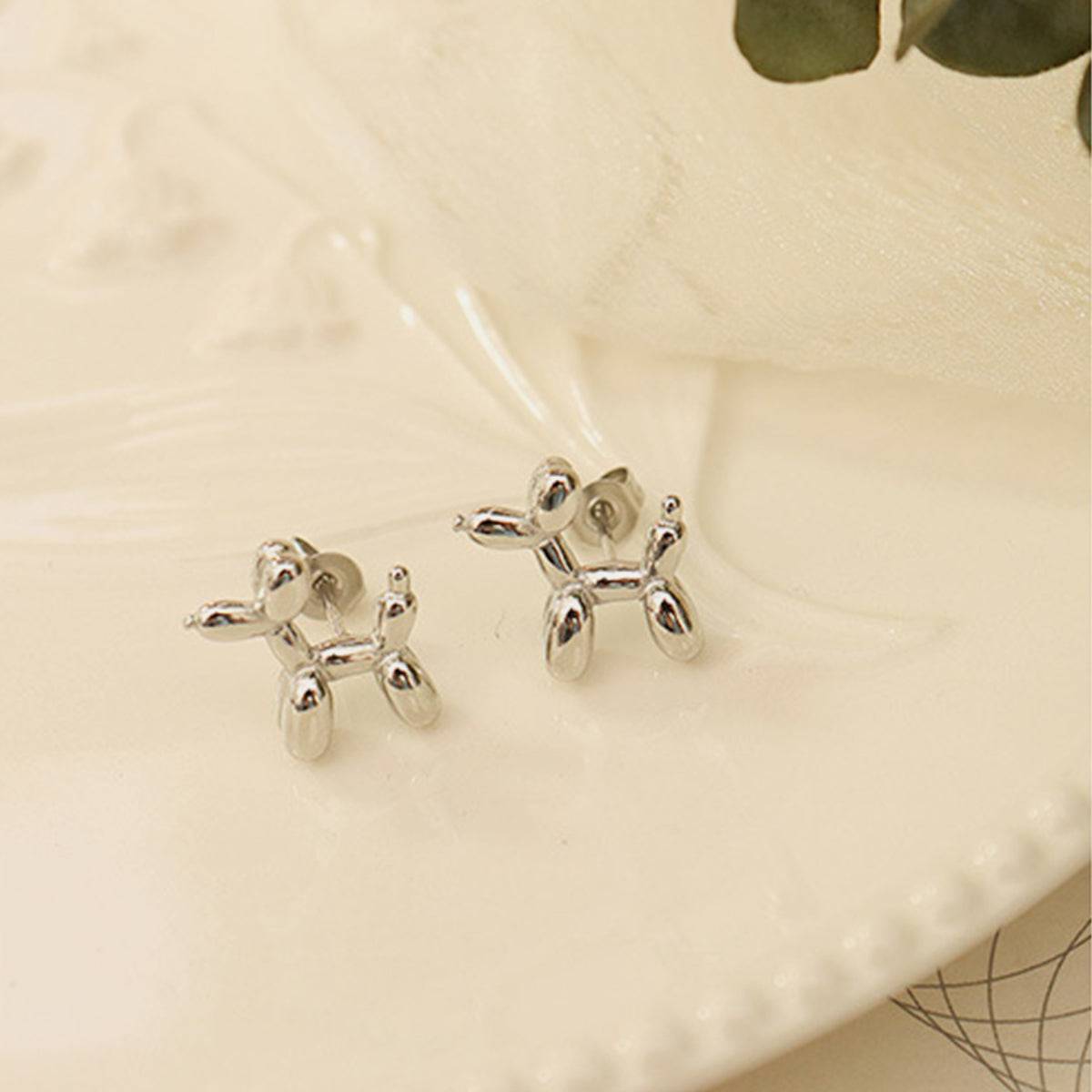 18K Gold-Plated Titanium Steel Puppy Shape Stud Earrings - Siennasass
