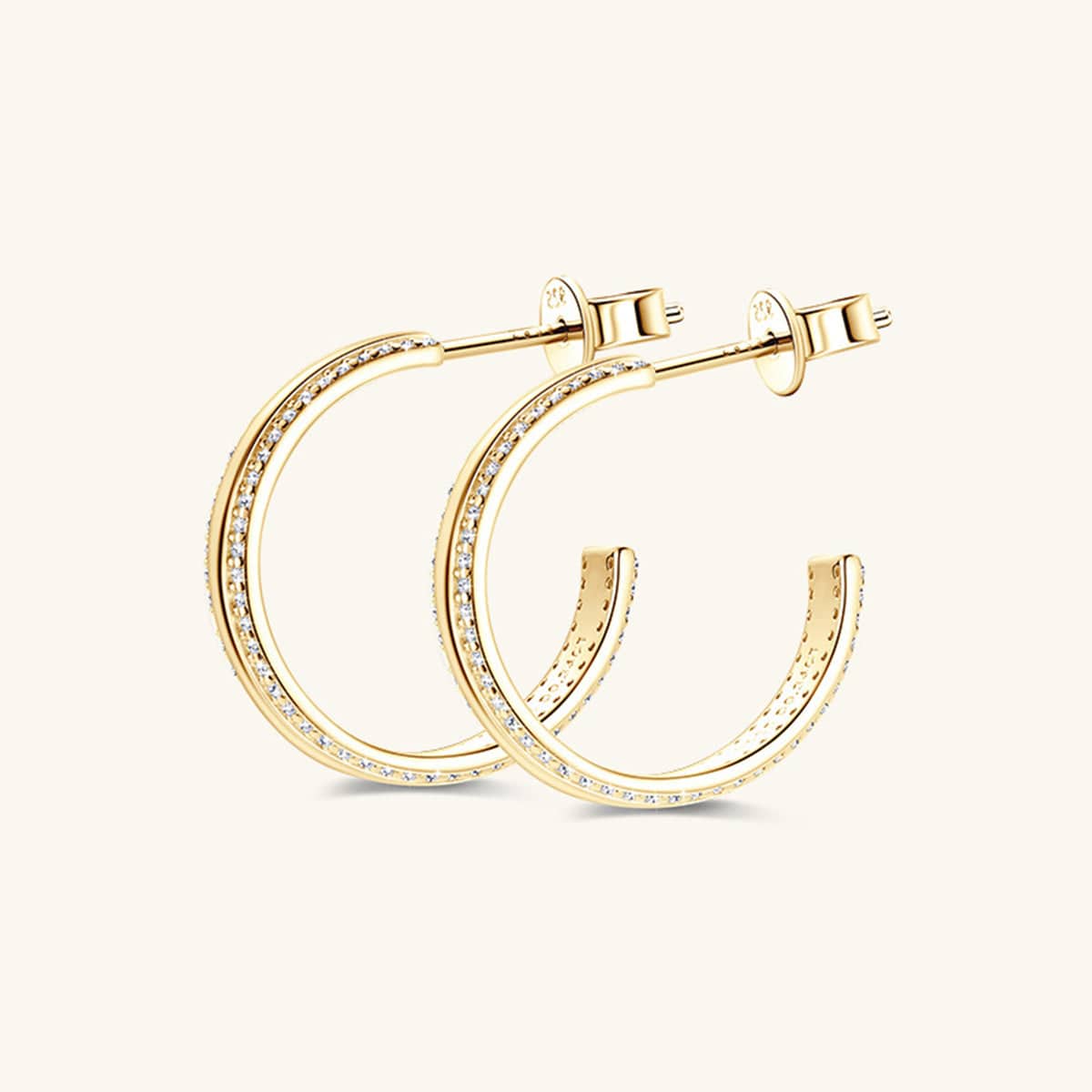 925 Sterling Silver Inlaid Moissanite C-Hoop Earrings - Siennasass