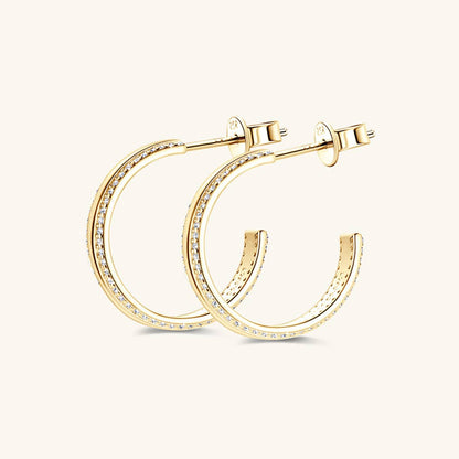 925 Sterling Silver Inlaid Moissanite C-Hoop Earrings - Siennasass