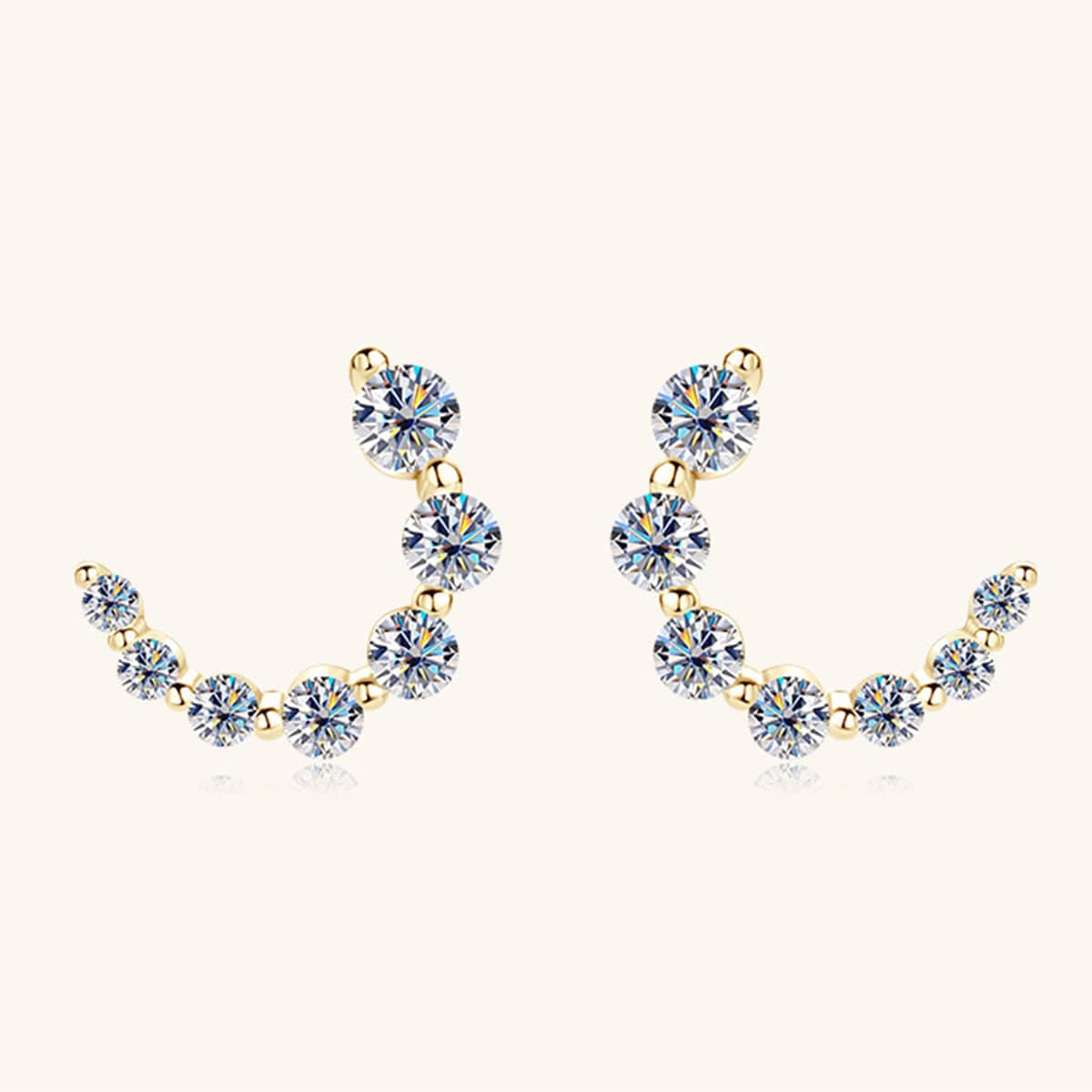 925 Sterling Silver Inlaid Moissanite Stud Earrings - Siennasass