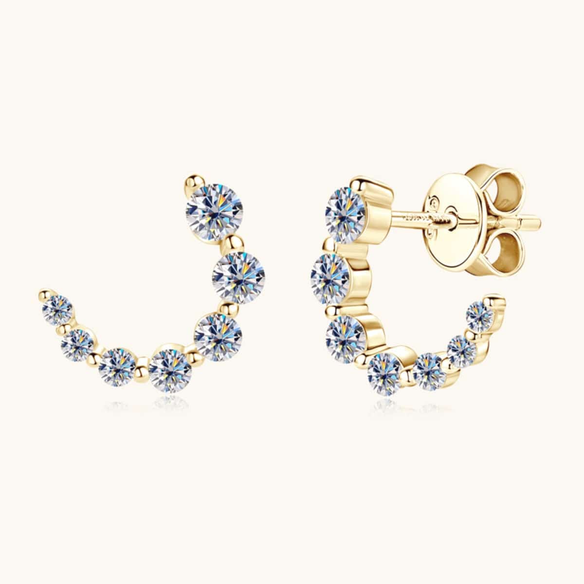 925 Sterling Silver Inlaid Moissanite Stud Earrings - Siennasass