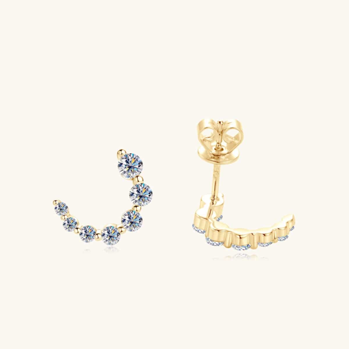 925 Sterling Silver Inlaid Moissanite Stud Earrings - Siennasass