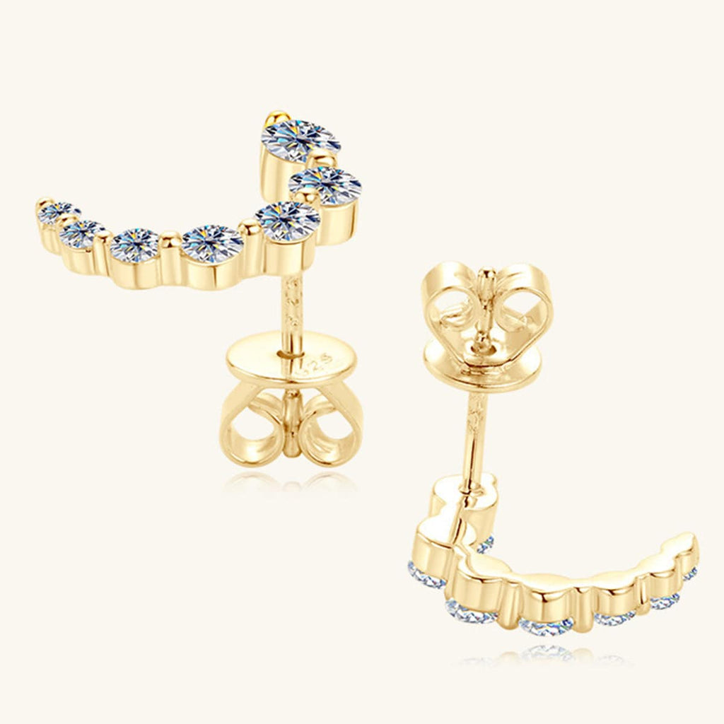 925 Sterling Silver Inlaid Moissanite Stud Earrings - Siennasass