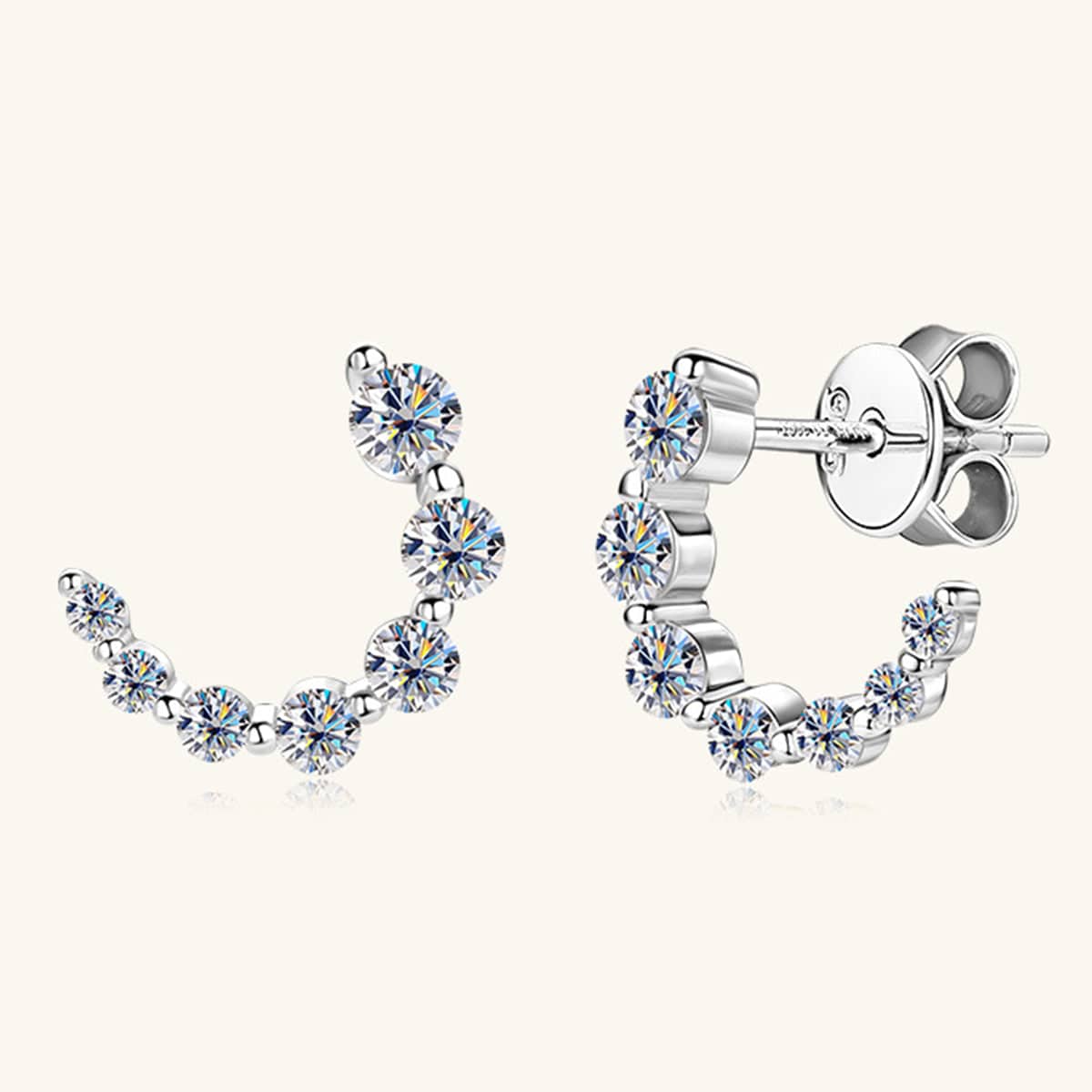 925 Sterling Silver Inlaid Moissanite Stud Earrings - Siennasass