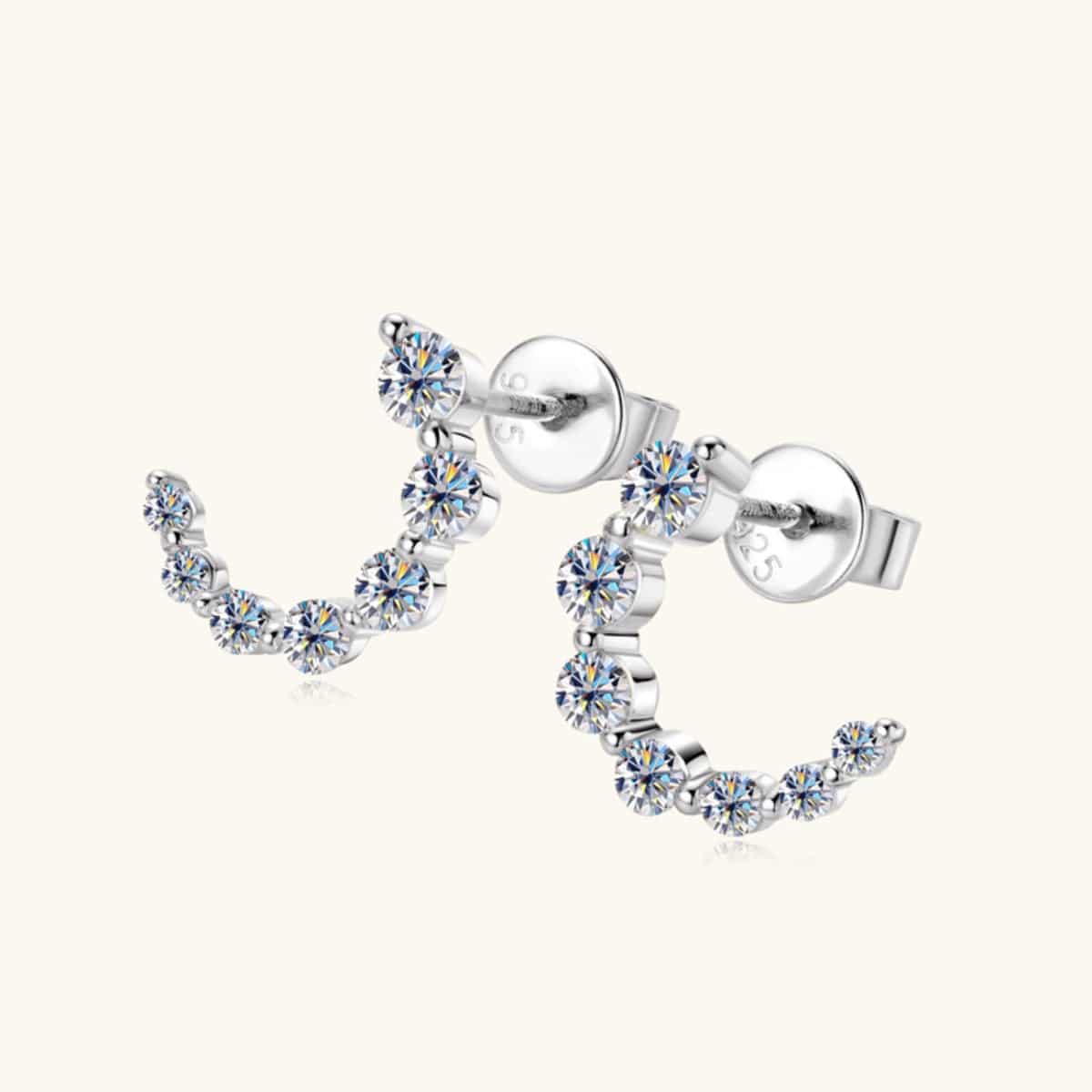 925 Sterling Silver Inlaid Moissanite Stud Earrings - Siennasass