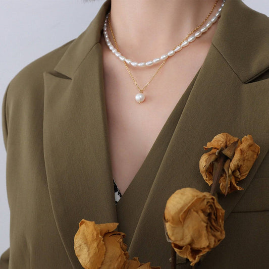 Double-Layered Freshwater Pearl Necklace - Siennasass