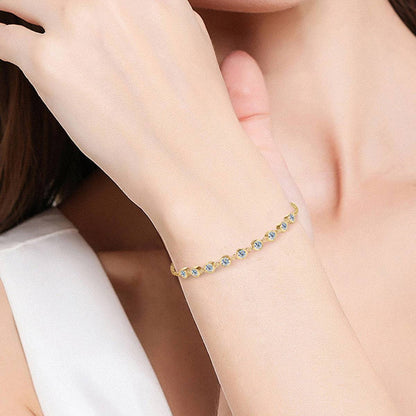 Inlaid Moissanite 925 Sterling Silver Bracelet - Siennasass