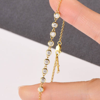 Inlaid Moissanite 925 Sterling Silver Bracelet - Siennasass
