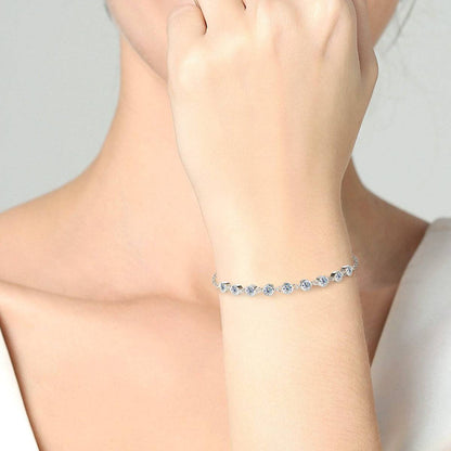 Inlaid Moissanite 925 Sterling Silver Bracelet - Siennasass