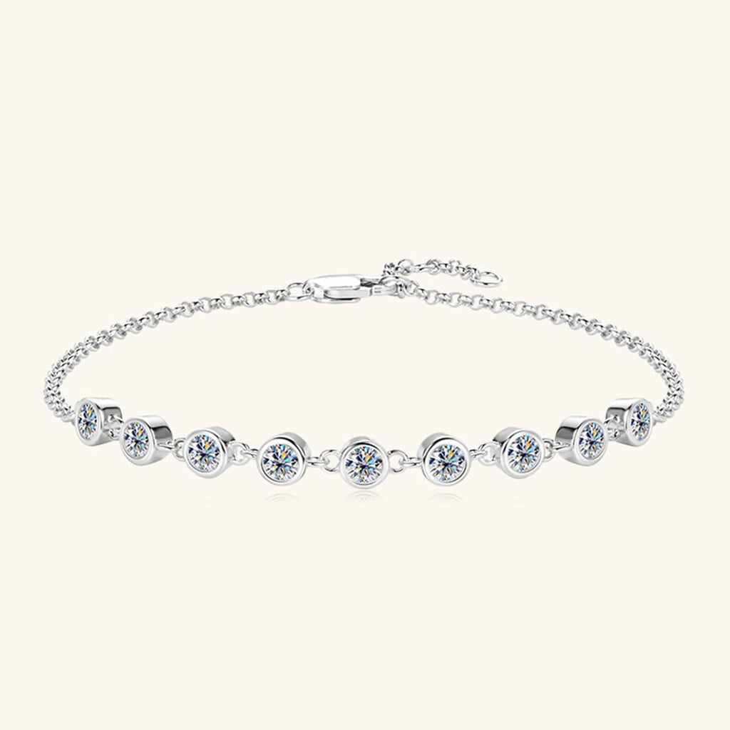 Inlaid Moissanite 925 Sterling Silver Bracelet - Siennasass