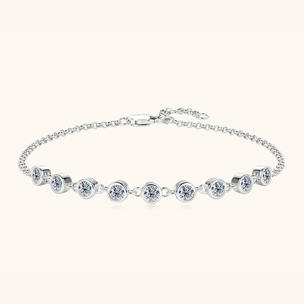 Inlaid Moissanite 925 Sterling Silver Bracelet - Siennasass
