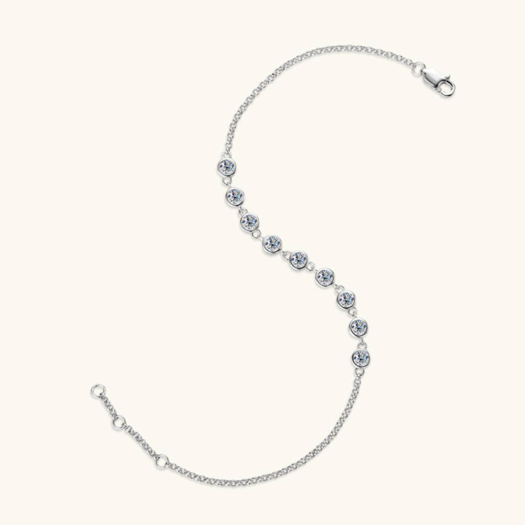 Inlaid Moissanite 925 Sterling Silver Bracelet - Siennasass