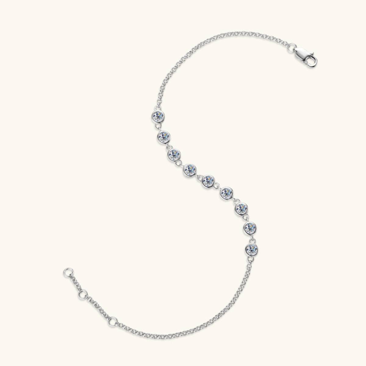 Inlaid Moissanite 925 Sterling Silver Bracelet - Siennasass