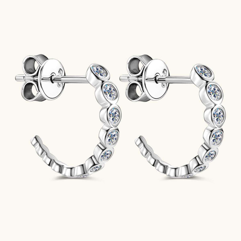 Inlaid Moissanite 925 Sterling Silver C-Hoop Earrings - Siennasass