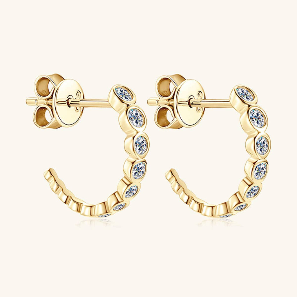 Inlaid Moissanite 925 Sterling Silver C-Hoop Earrings - Siennasass