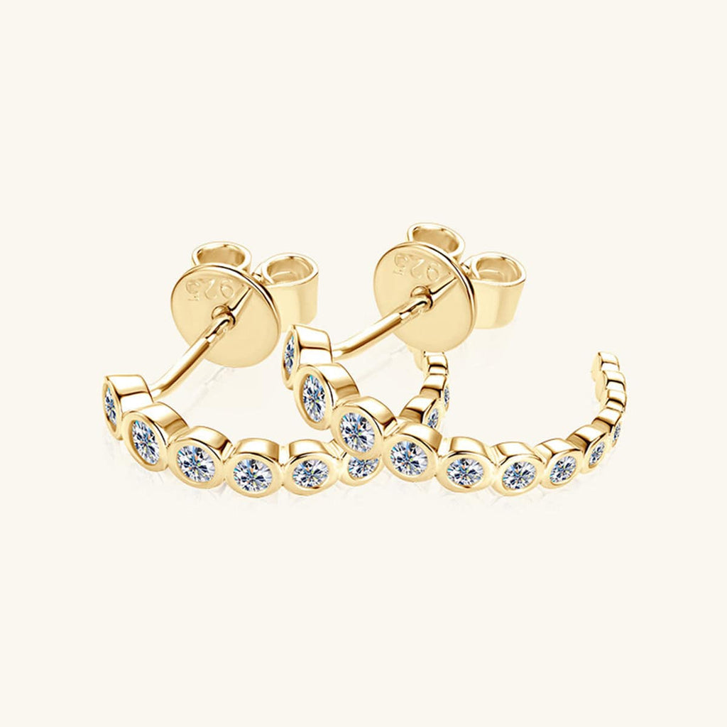 Inlaid Moissanite 925 Sterling Silver C-Hoop Earrings - Siennasass