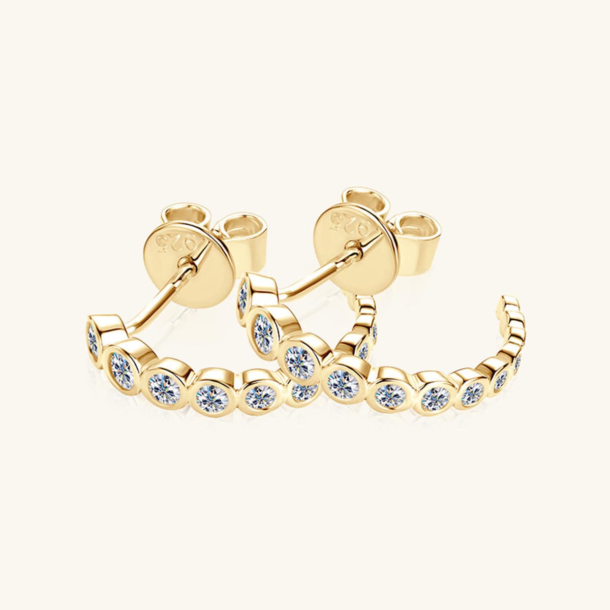 Inlaid Moissanite 925 Sterling Silver C-Hoop Earrings - Siennasass