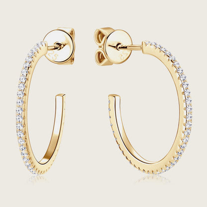 Inlaid Moissanite 925 Sterling Silver C-Hoop Earrings - Siennasass