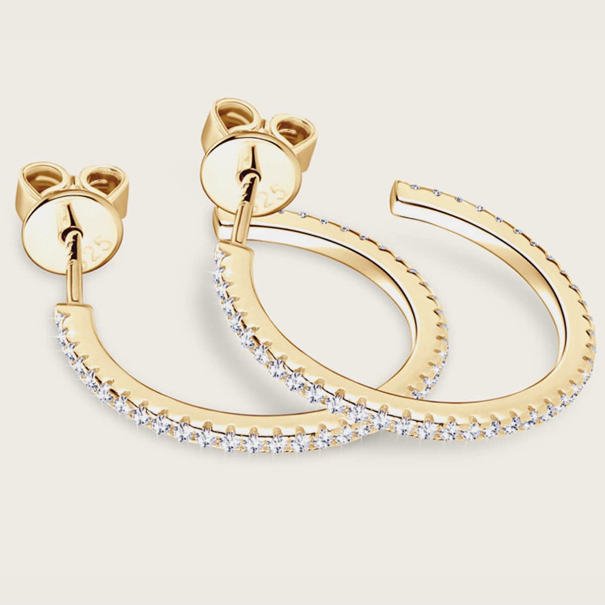 Inlaid Moissanite 925 Sterling Silver C-Hoop Earrings - Siennasass
