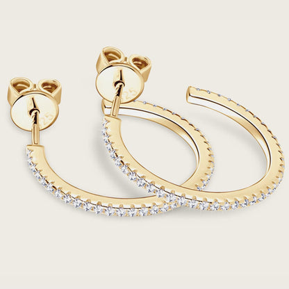 Inlaid Moissanite 925 Sterling Silver C-Hoop Earrings - Siennasass