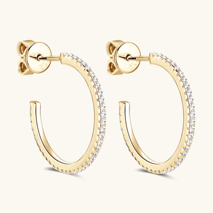 Inlaid Moissanite 925 Sterling Silver C-Hoop Earrings - Siennasass