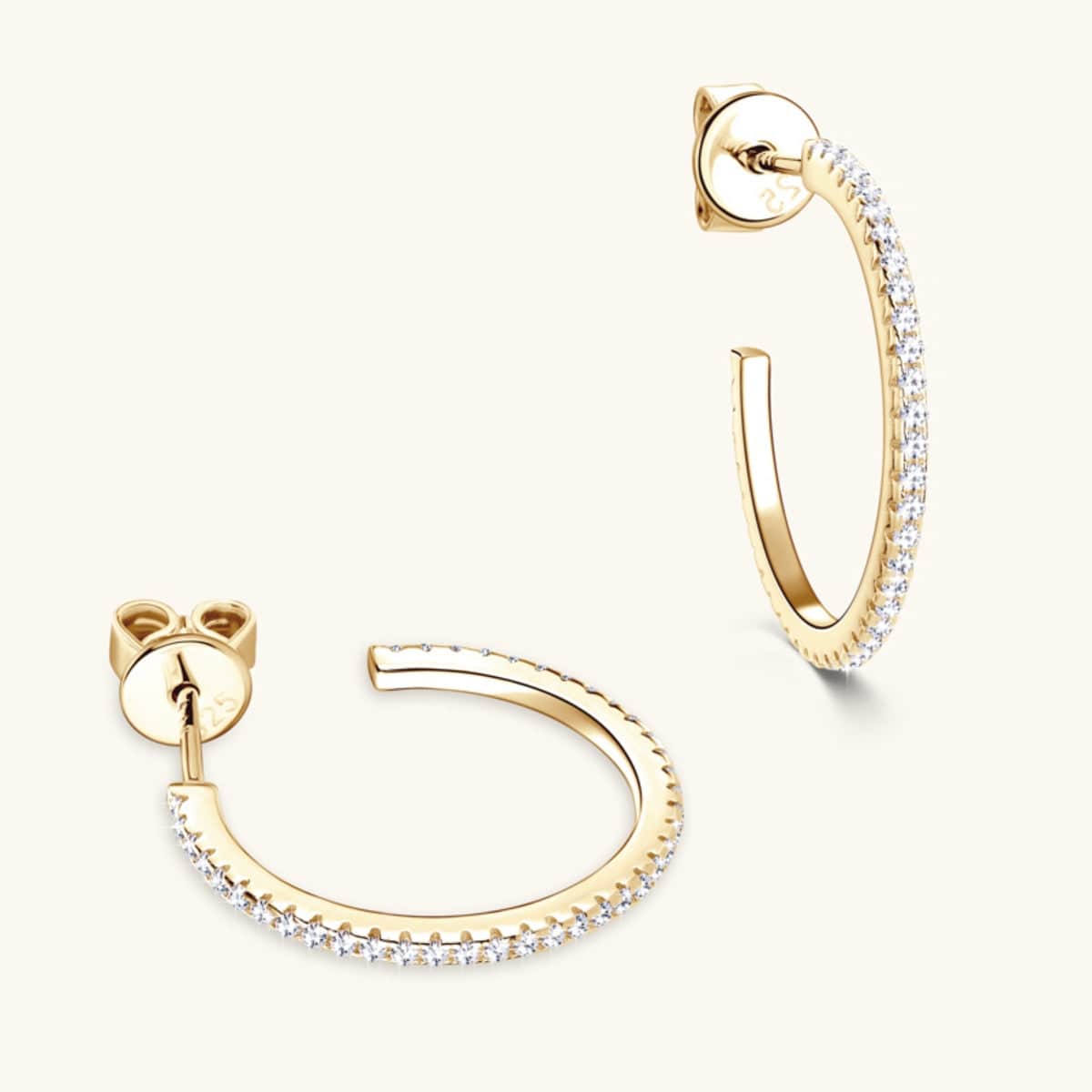 Inlaid Moissanite 925 Sterling Silver C-Hoop Earrings - Siennasass