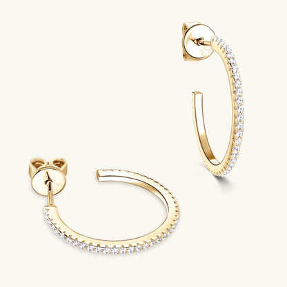 Inlaid Moissanite 925 Sterling Silver C-Hoop Earrings - Siennasass