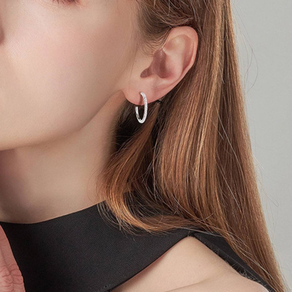 Inlaid Moissanite 925 Sterling Silver C-Hoop Earrings - Siennasass