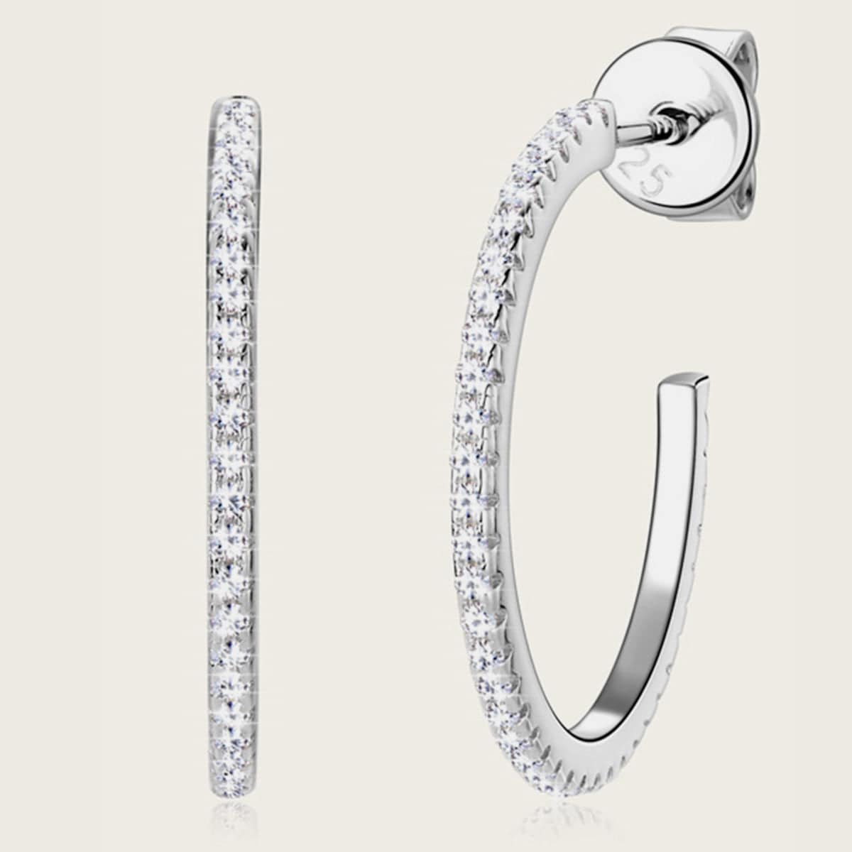 Inlaid Moissanite 925 Sterling Silver C-Hoop Earrings - Siennasass