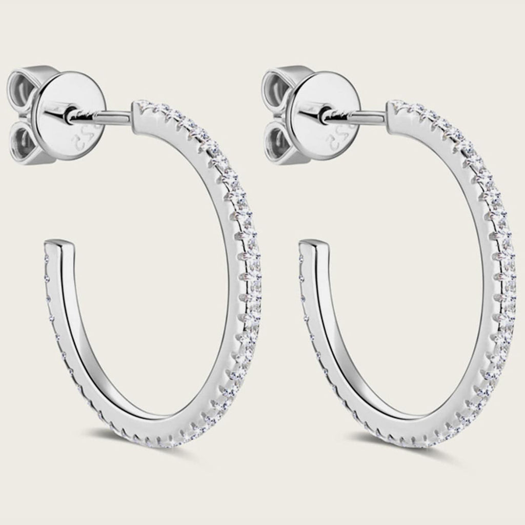 Inlaid Moissanite 925 Sterling Silver C-Hoop Earrings - Siennasass
