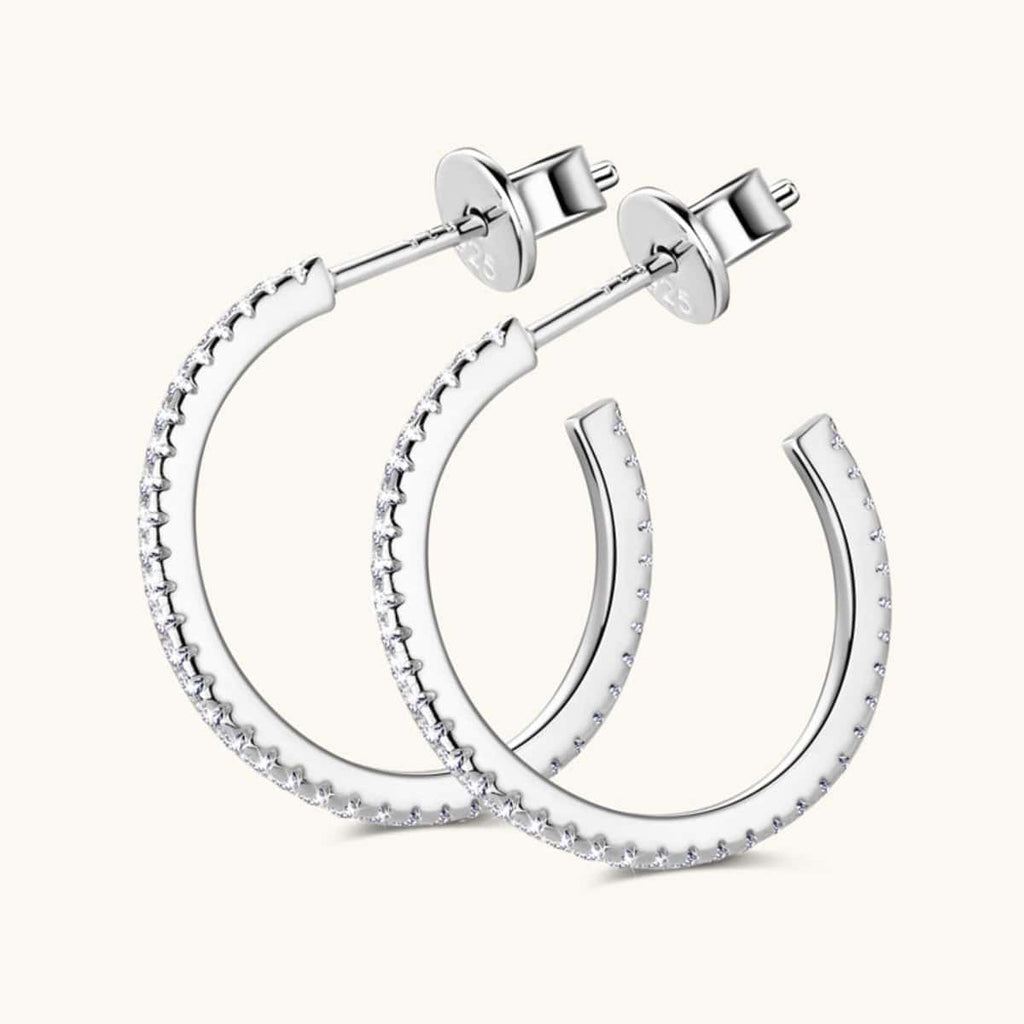Inlaid Moissanite 925 Sterling Silver C-Hoop Earrings - Siennasass