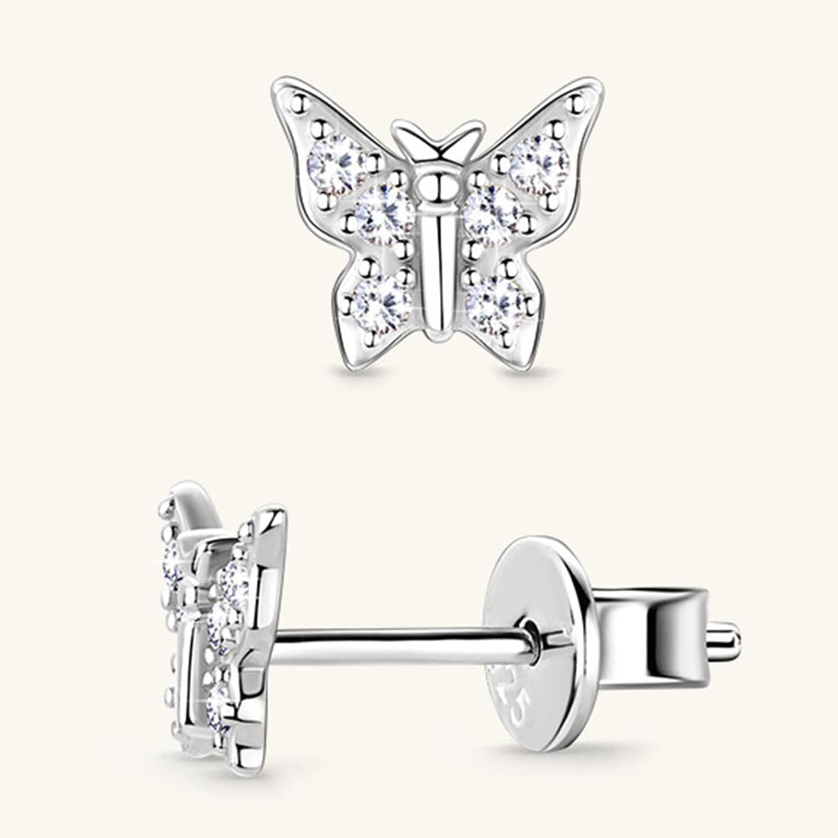 Moissanite 925 Sterling Silver Butterfly Stud Earrings - Siennasass