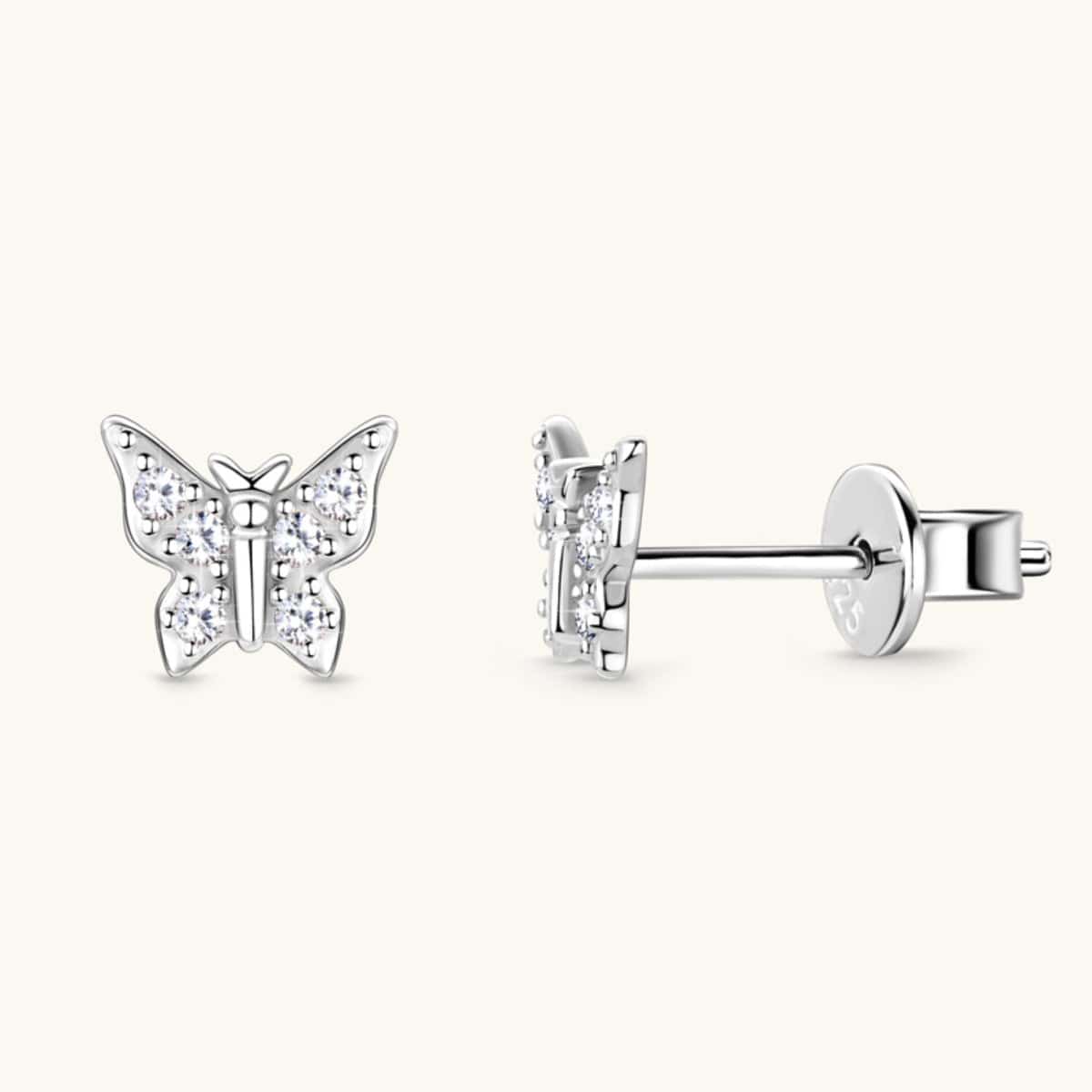 Moissanite 925 Sterling Silver Butterfly Stud Earrings - Siennasass