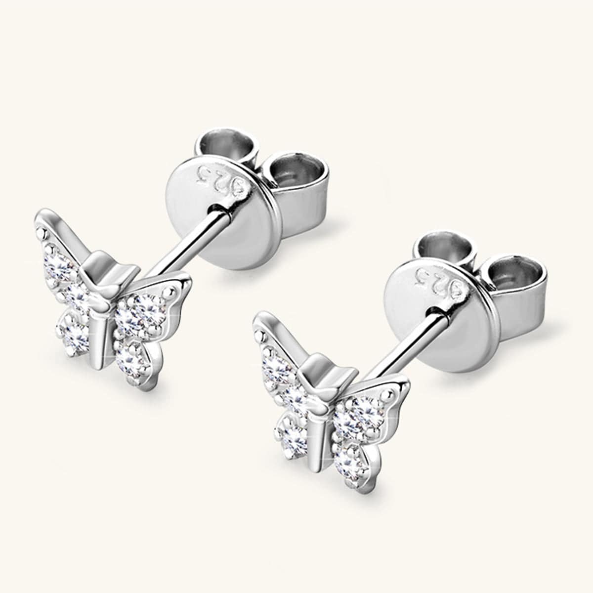 Moissanite 925 Sterling Silver Butterfly Stud Earrings - Siennasass