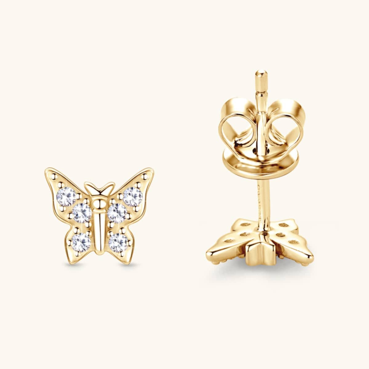 Moissanite 925 Sterling Silver Butterfly Stud Earrings - Siennasass