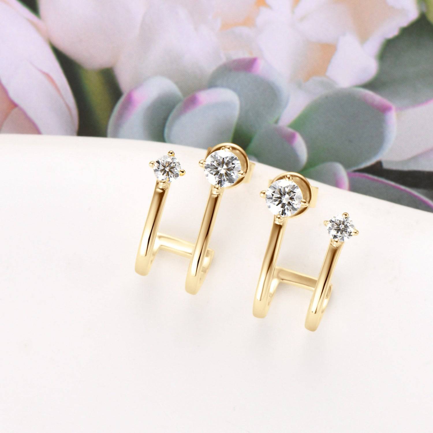 Moissanite 925 Sterling Silver C-Hoop Earrings - Siennasass