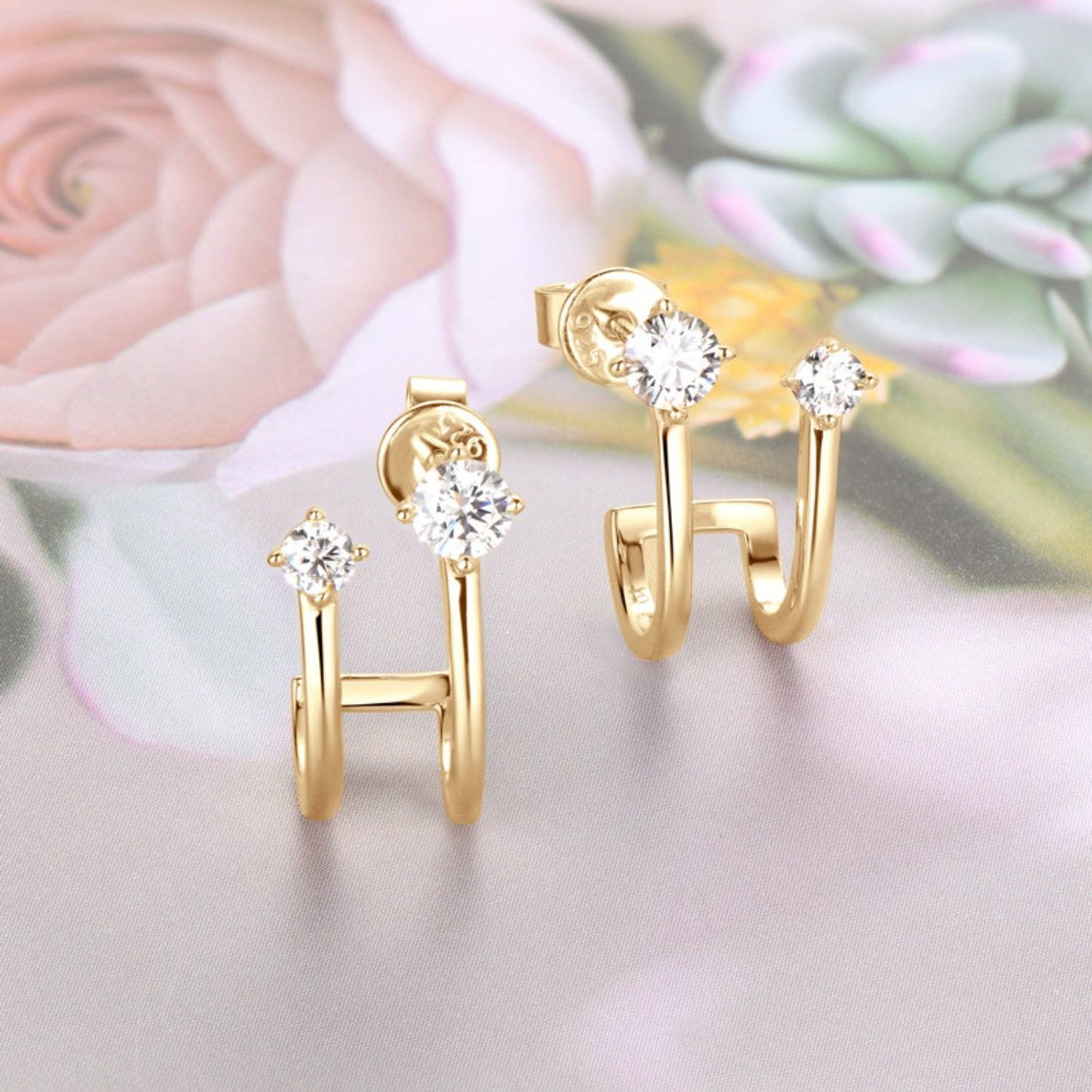 Moissanite 925 Sterling Silver C-Hoop Earrings - Siennasass