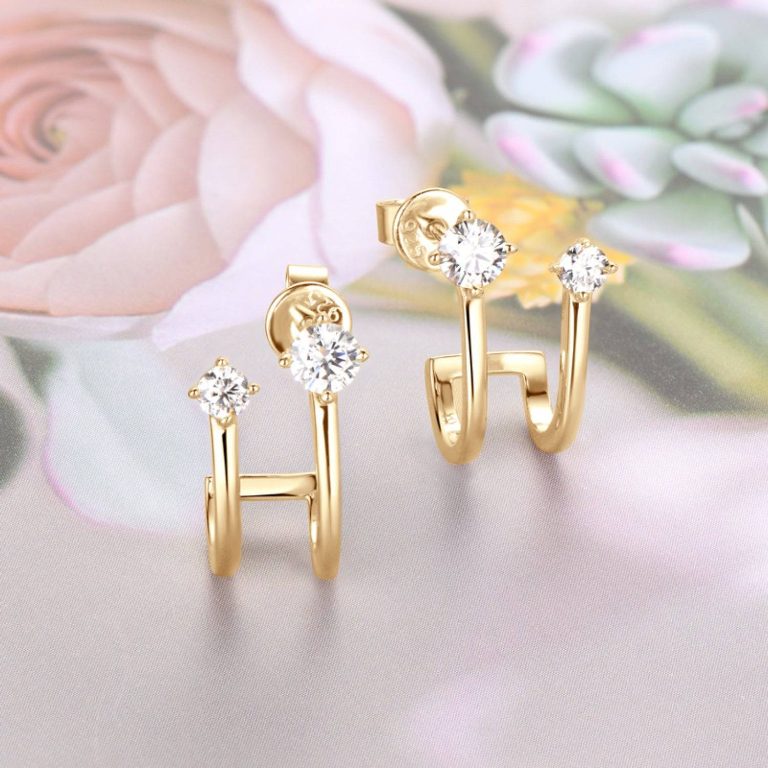 Moissanite 925 Sterling Silver C-Hoop Earrings - Siennasass