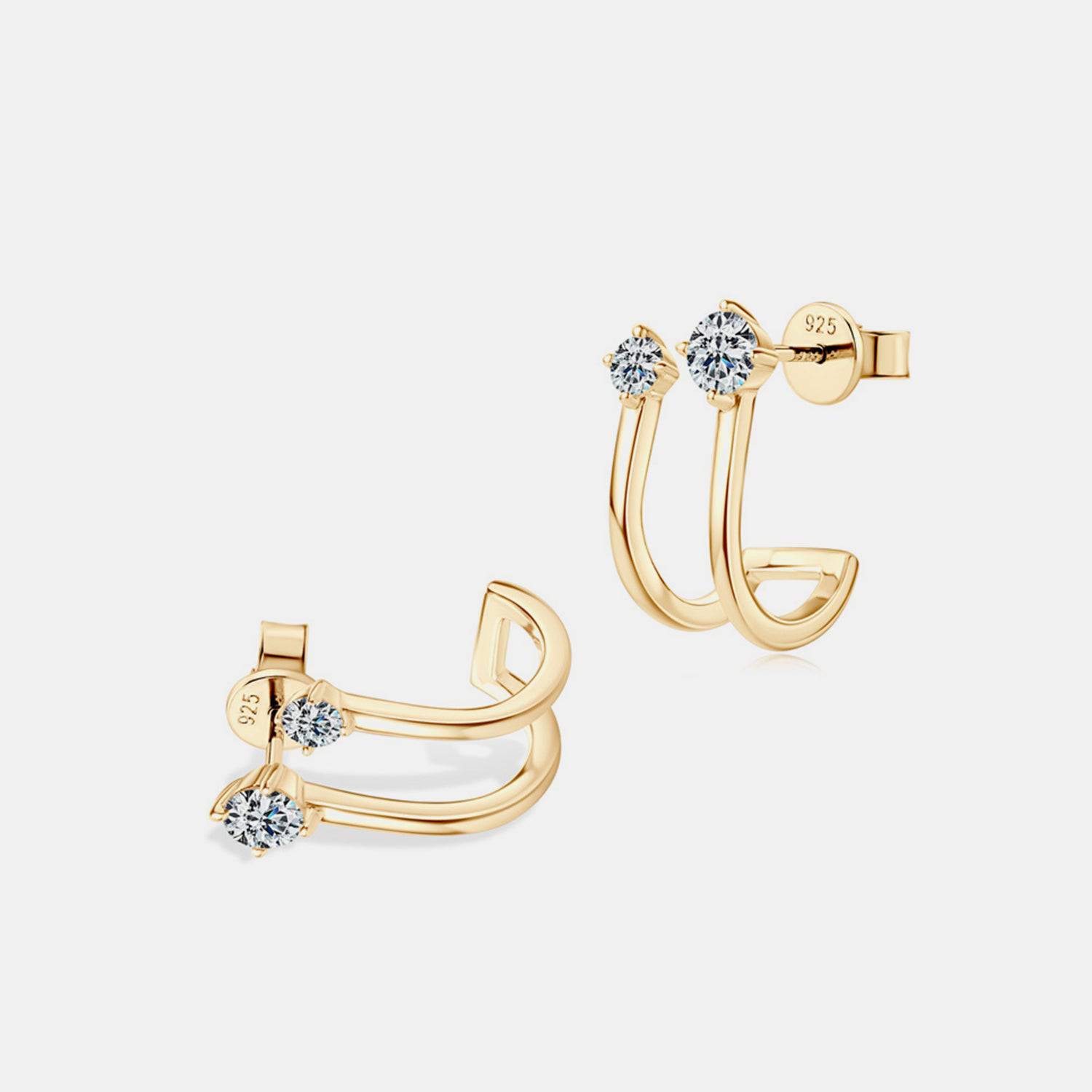 Moissanite 925 Sterling Silver C-Hoop Earrings - Siennasass