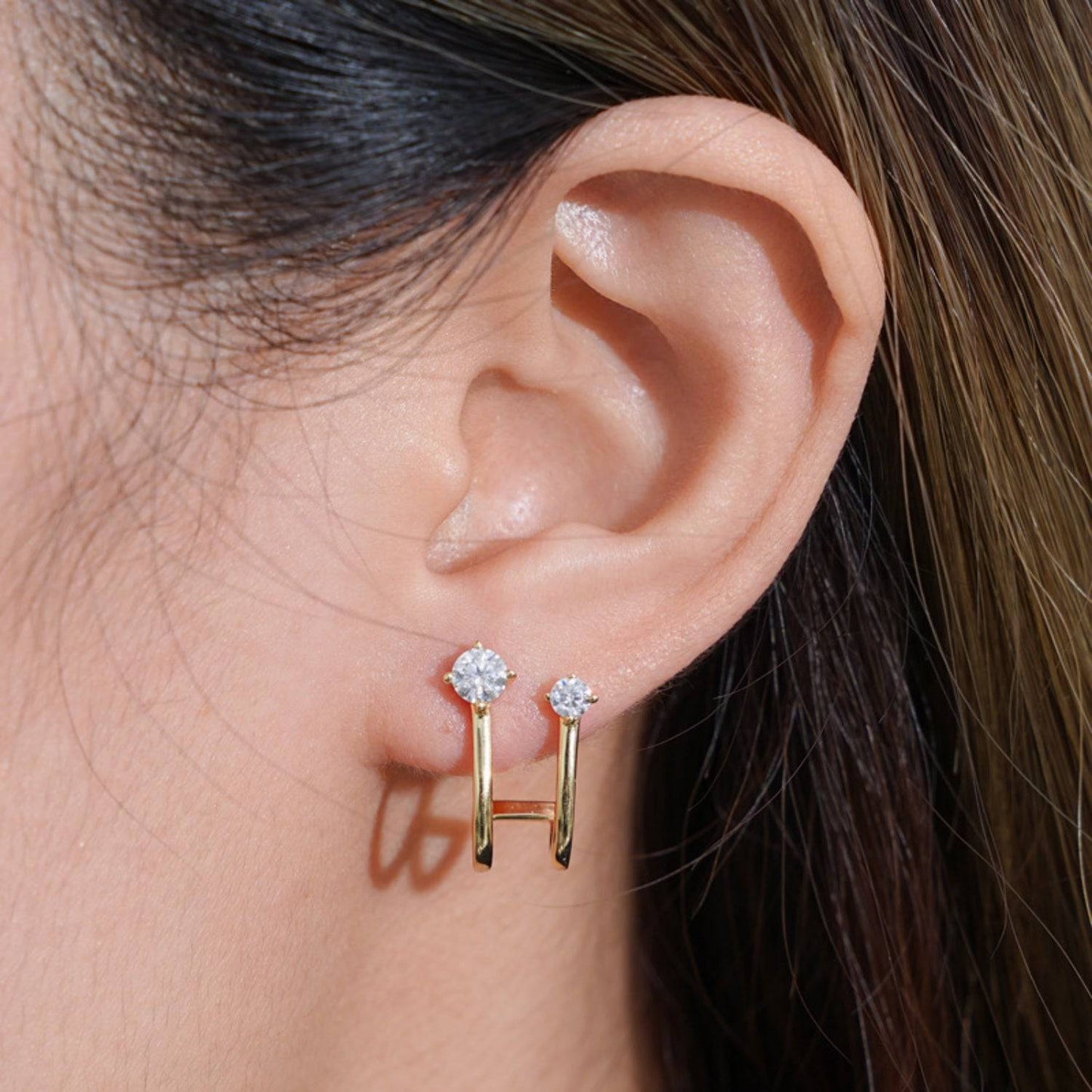 Moissanite 925 Sterling Silver C-Hoop Earrings - Siennasass