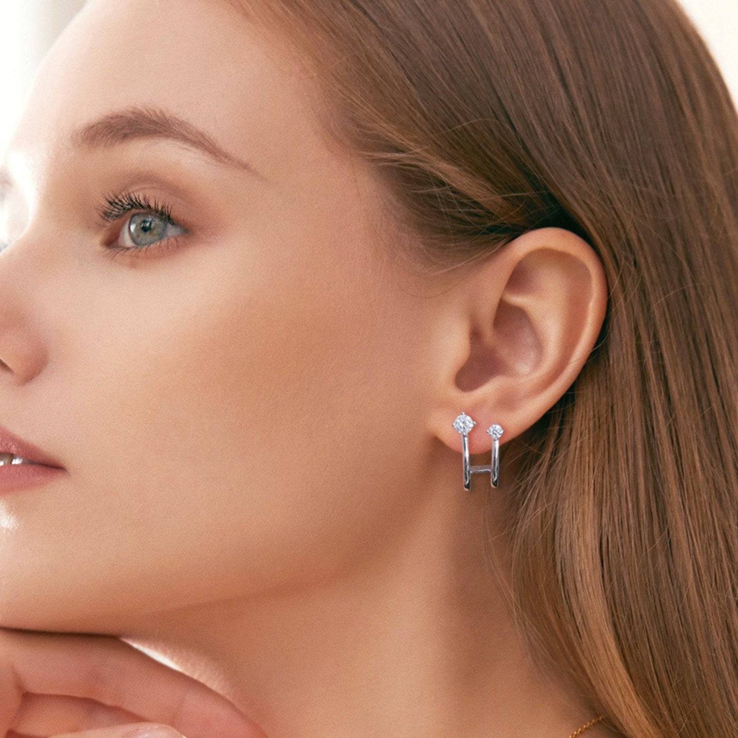 Moissanite 925 Sterling Silver C-Hoop Earrings - Siennasass