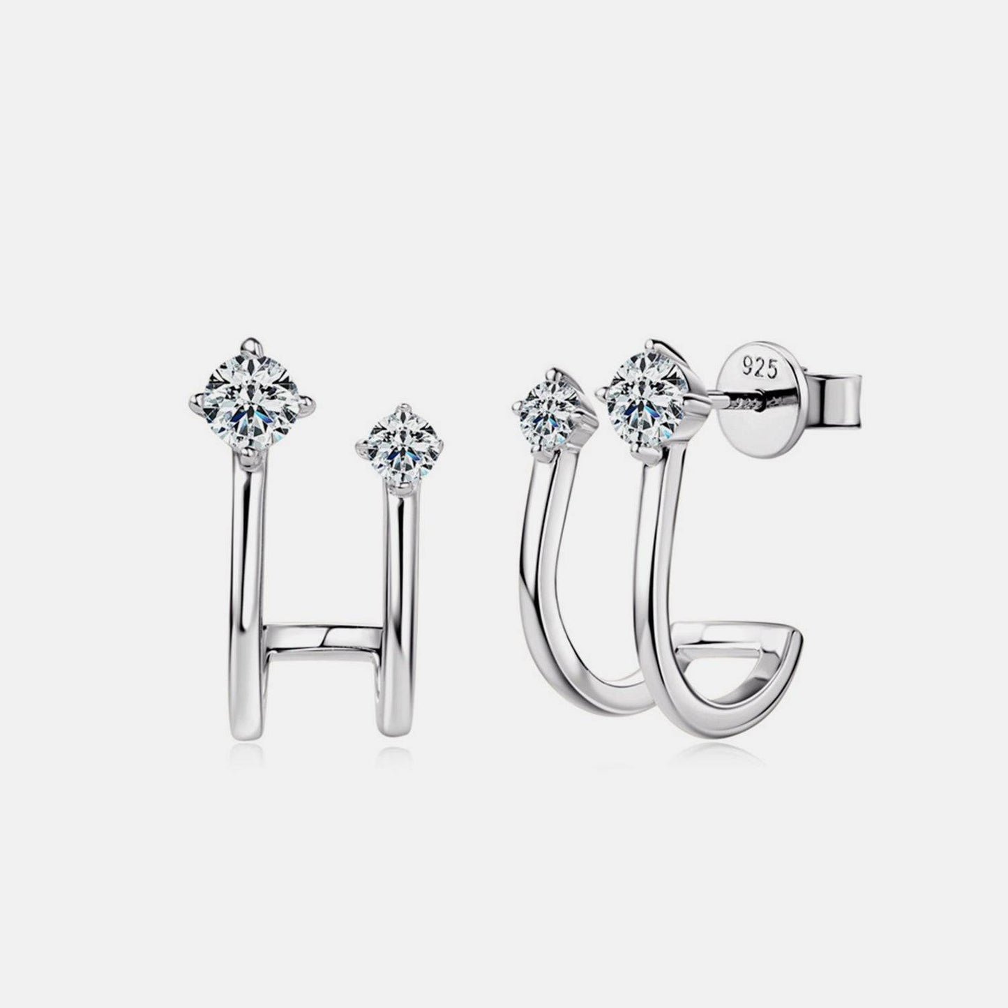 Moissanite 925 Sterling Silver C-Hoop Earrings - Siennasass